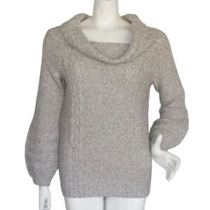 SLEEPING ON SNOW Cowl neck Sweater, M, Balloon Sleeve, Gray, Anthropologie